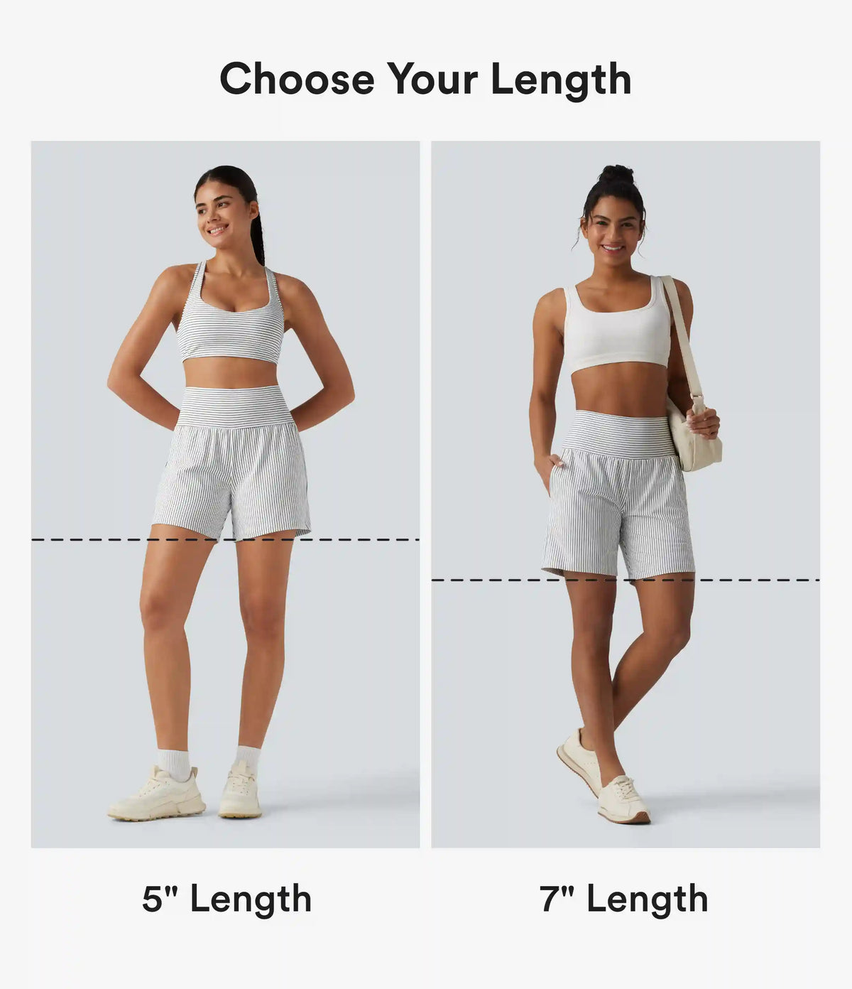 Super High Waisted 2-in-1 Stripe Yoga Shorts 5'' with Pockets