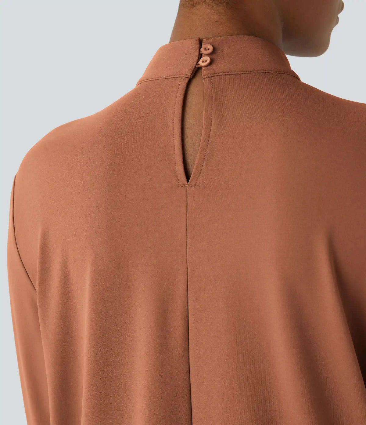 Stand Collar Back Long Sleeve Work Blouse