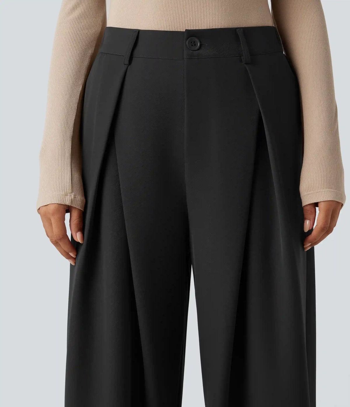 High-waisted Work Wide-leg Pants with Pockets