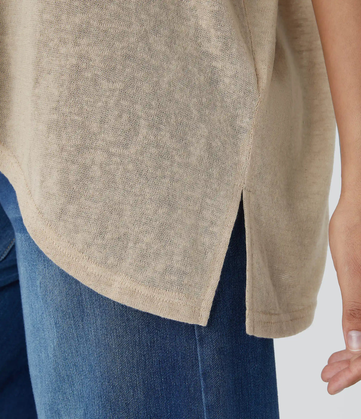 Asymmetric Hem Sheer Oversize Casual Top