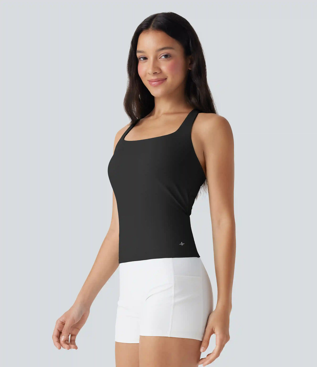 SoftlyZero™ Airy Square Neck Cropped InstantCool Running Tank Top-Longer Length