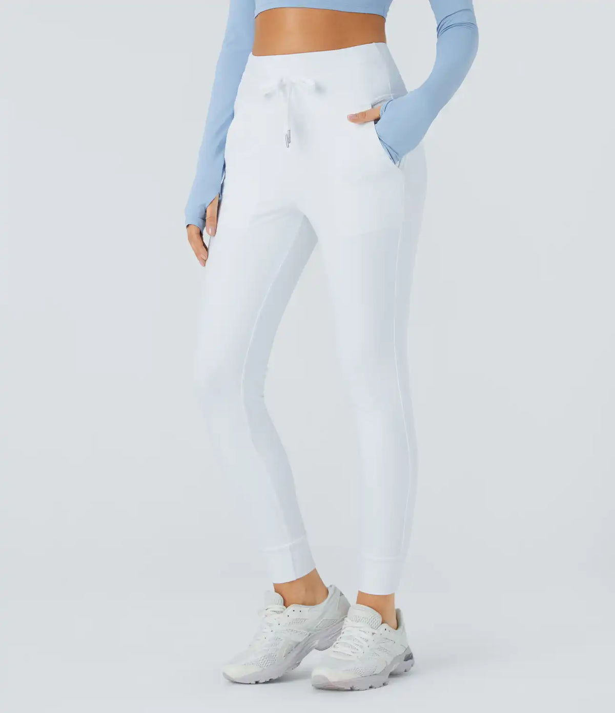 SoftlyZero™ Plush High Waisted Drawstring Pocket Plain Full Length Joggers