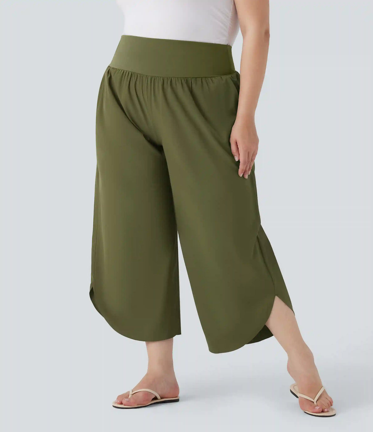 Plus Size Breezeful™ High Waisted Tummy Control Hem Quick Dry Pants with Pockets