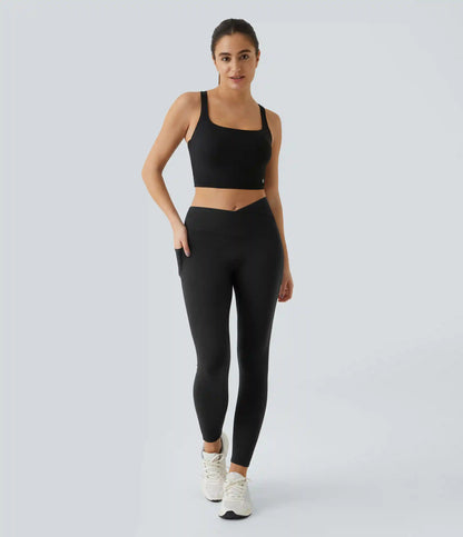 Patitoff™ 2.0 Pet Hair Resistant High Waisted Crossover Side Pocket Yoga Leggings