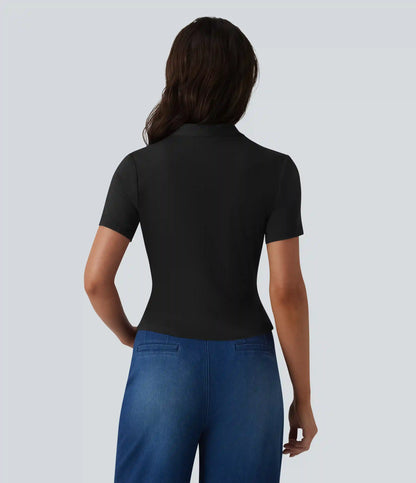 V Neck Short Sleeve Work Blouse