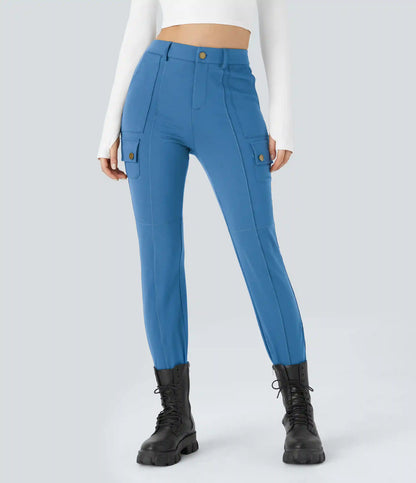 DayStretch High Waisted Zipper Pockets Solid Skinny Cargo Pants