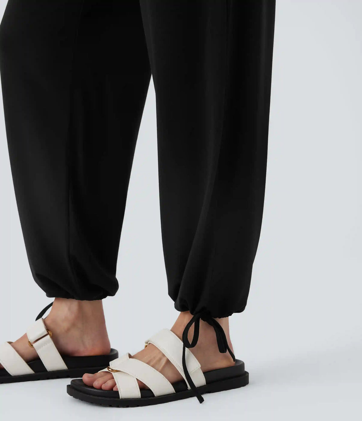 Crossover High Waisted Pocket Drawstring Casual Joggers