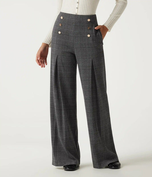 Halara Flex™ High Waisted Wide Leg Houndstooth Plaid Work Pants with Pockets