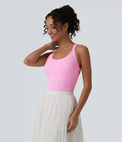SoftlyZero™ Airy Twisted Backless Adjustable Buckle U-Neck Sleeveless Built-in Bra InstantCool Casual Bodysuit