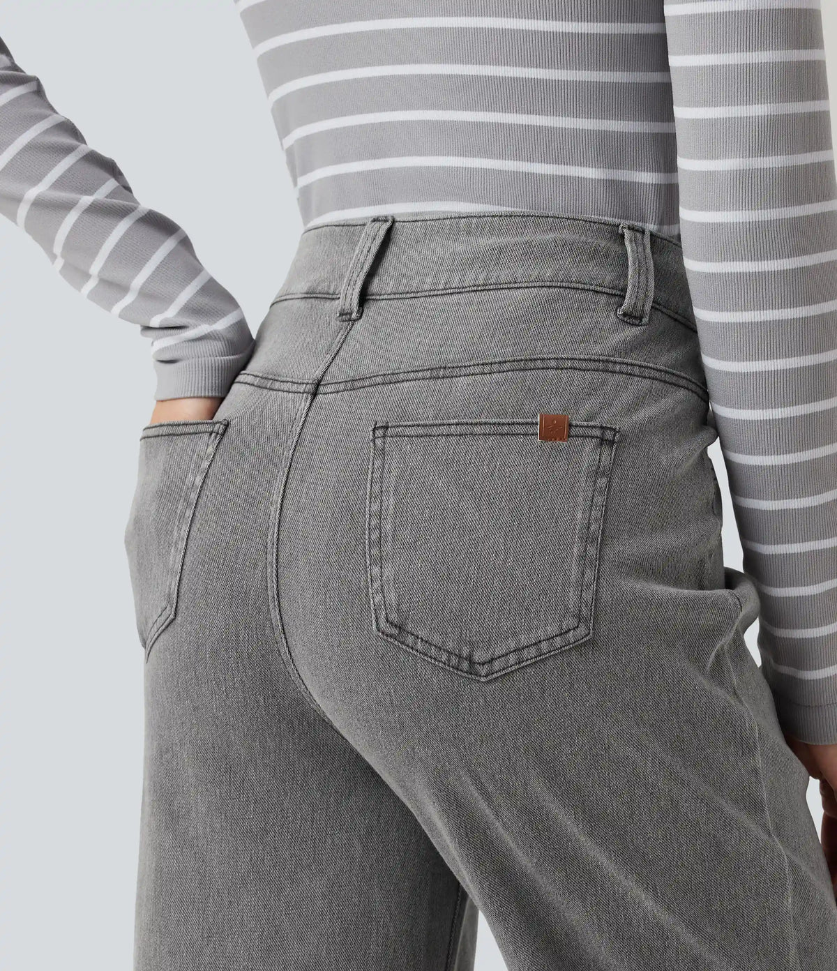 Halara Flex™ Mid Rise Casual Straight Leg Jeans with Pockets