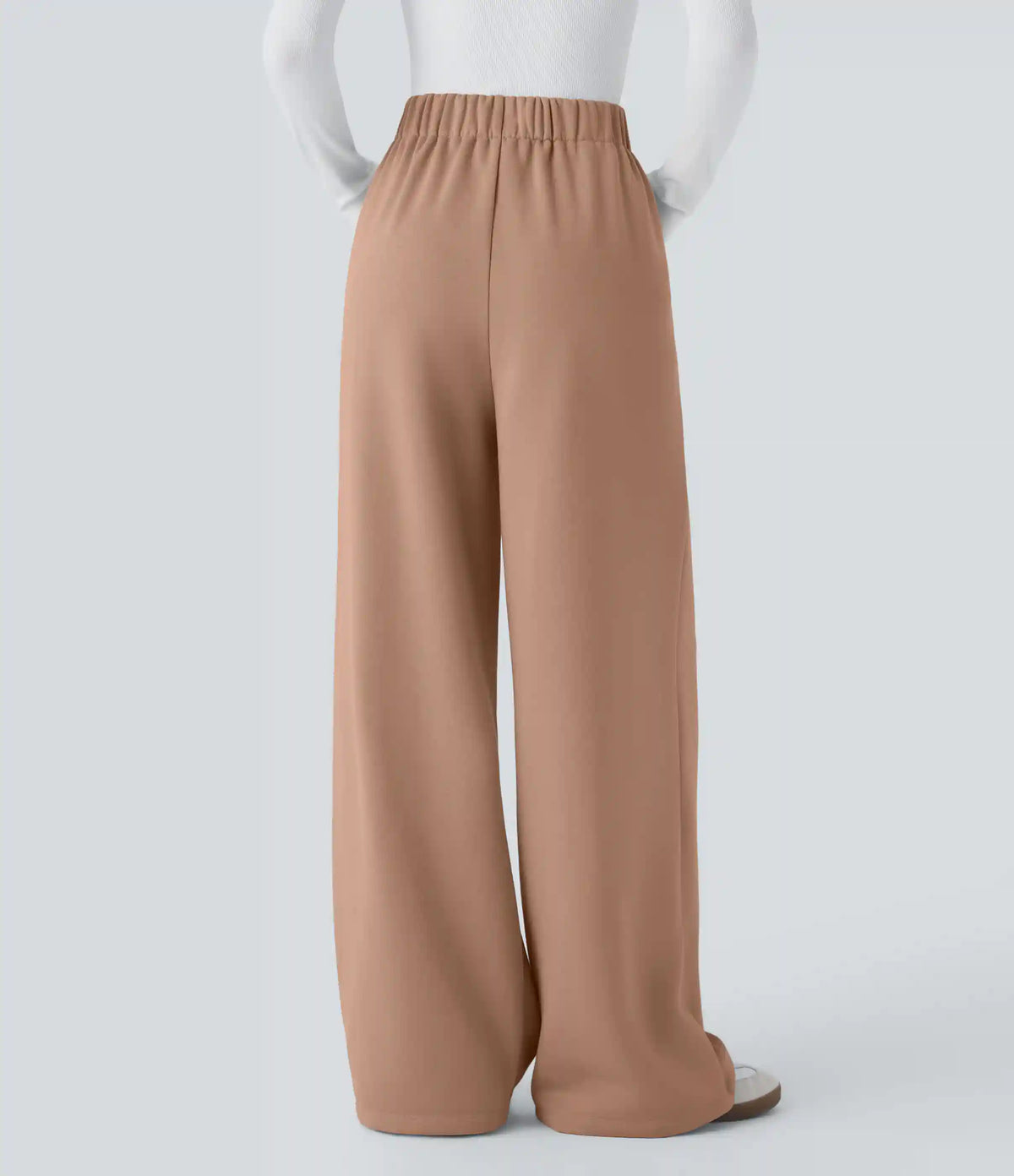 High Waisted Pocket Wide Leg Fleece Casual Pants