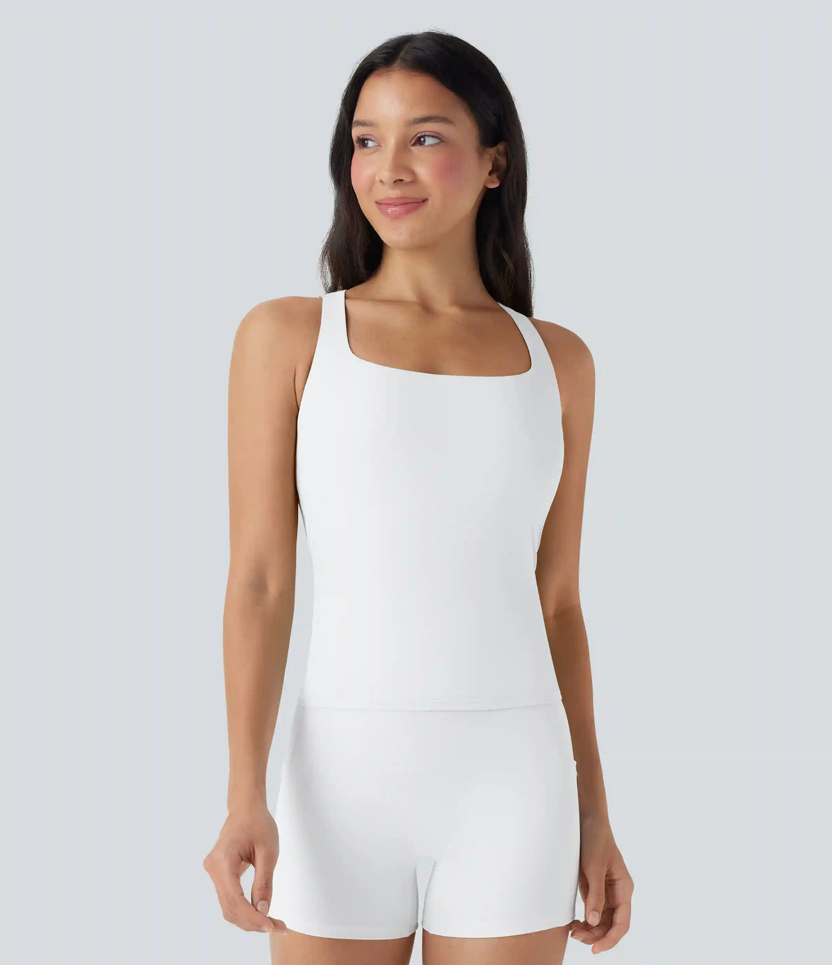 SoftlyZero™ Airy Square Neck Cropped InstantCool Running Tank Top-Longer Length