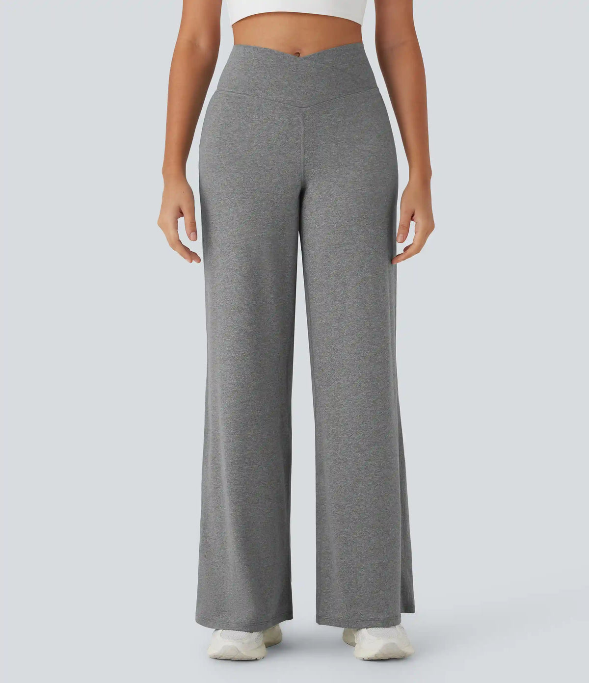 Crossover High Waisted Pocket Wide Leg Yoga Pants