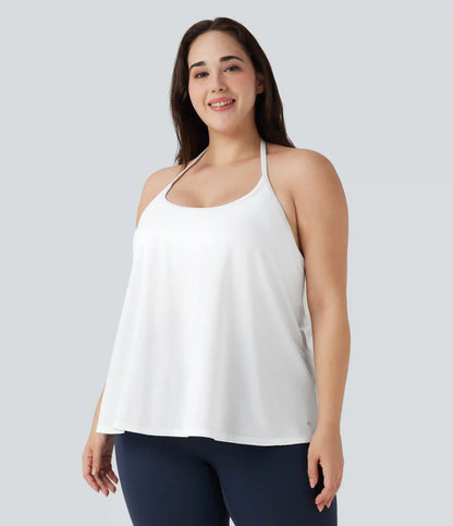 Plus Size SoftlyZero™ Airy Halter Draped InstantCool Yoga Sports Top