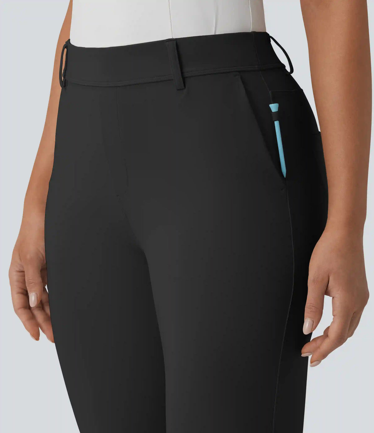 Mid Rise Quick Dry Golf Slim Pants-Golf Tee Pocket-UPF40+