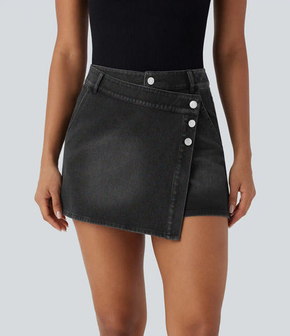 Halara Flex™ High Waisted Pockets Wrapped Washed Denim Casual Skort