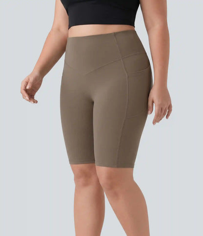 Plus Size Halara UltraSculpt™ High Waisted Scrunch Butt Lifting Tummy Control Shaping Training Biker Shorts 9'' with Pockets