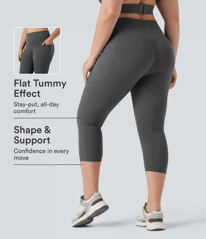 Plus Size Halara UltraSculpt™ High Waisted Butt Lifting Tummy Control Capri Training Leggings with Pockets