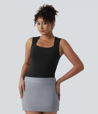 Square Neck Sleeveless Casual Bodysuit