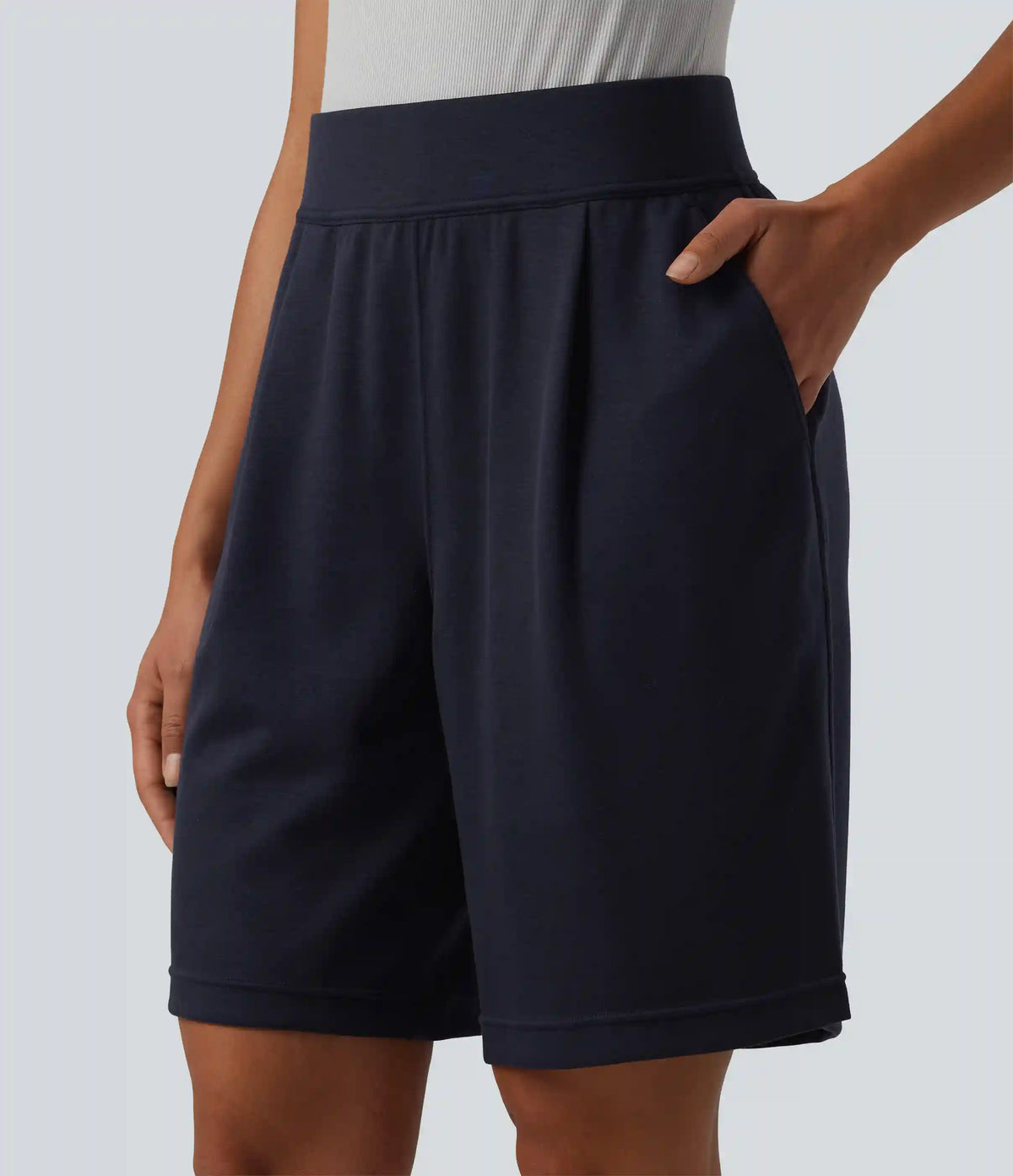 High Waisted Work Shorts with Pockets