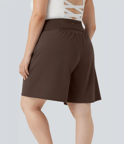 Plus Size SoftlyZero™ Airy High Waisted InstantCool Yoga Bermuda Shorts with Pockets
