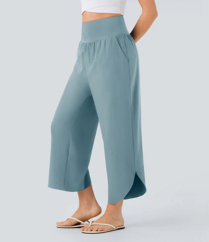 Breezeful™ High Waisted Tummy Control Split Hem Quick Dry Resort Pants with Pockets