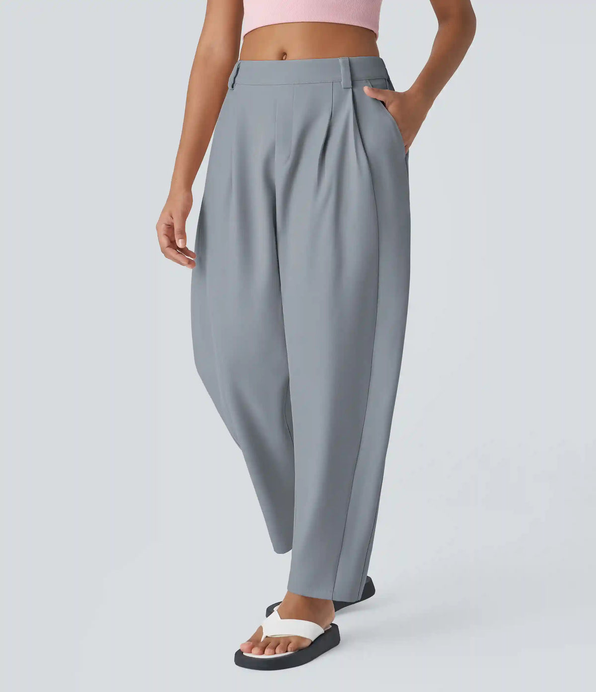 Mid Rise Pocket Barrel Leg Baggy Work Pants