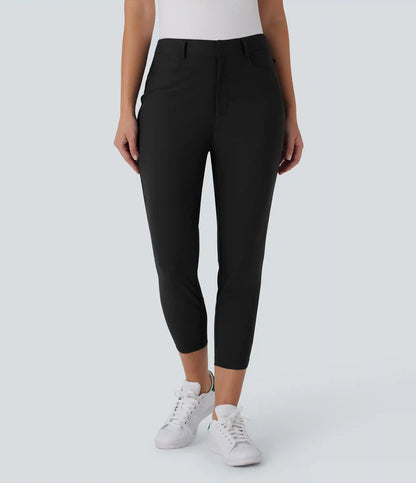 Mid Rise Pockets Capri Tapered Quick Dry Golf Pants-Golf Tee Pocket-UPF40+