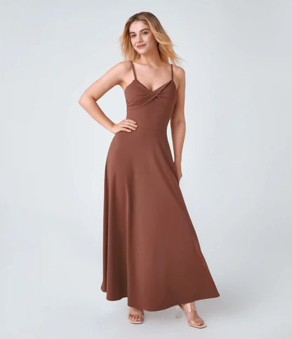 U Back Flare Flowy Maxi Slip Dress