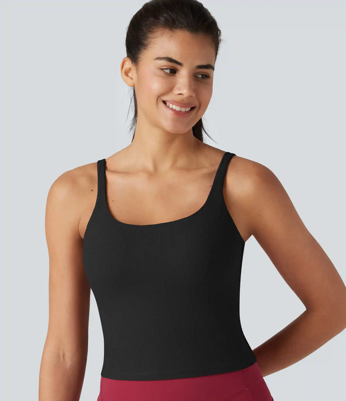 Backless U-Neck Built-in Bra Dance Tank Top