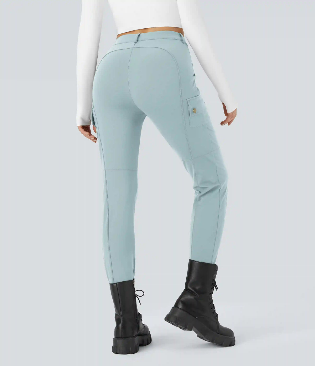 DayStretch High Waisted Zipper Pockets Solid Skinny Cargo Pants