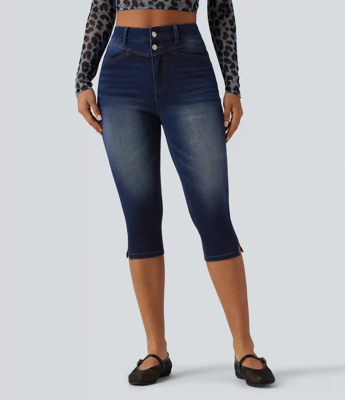 Halara Flex™ High Waisted Split Capri Casual Slim Jeans with Pockets