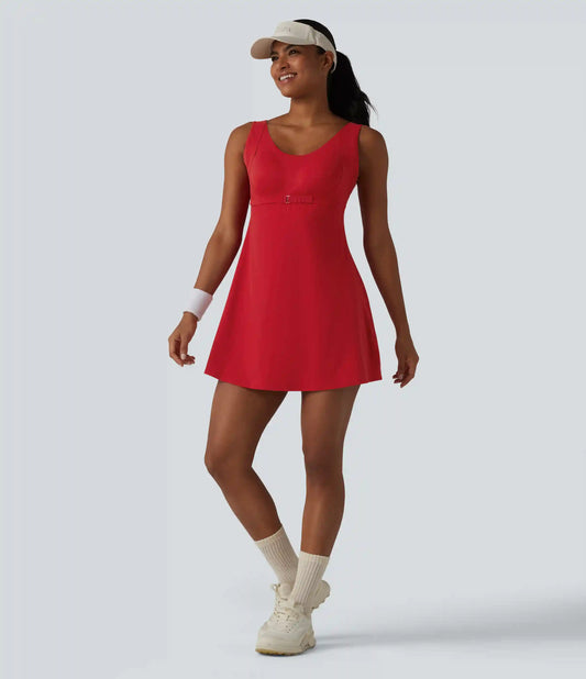 Halara UltraSculpt™ Push-Up 2-in-1 Mini Tennis Active Dress DD-F Cups with Pockets-Easy Peezy Edition