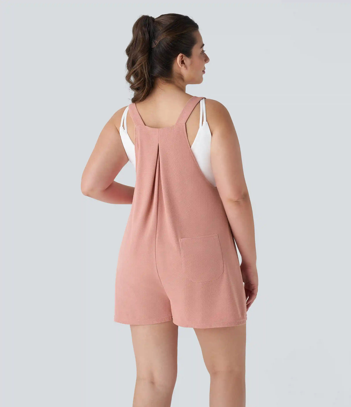 Pockets Waffle Casual Plus Size Short Overalls