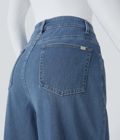 Halara Flex™ High Waisted Pockets Washed Casual Baggy Jeans