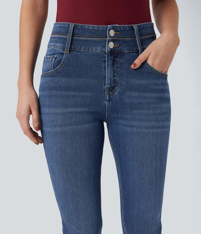Halara Flex™ Mid Rise Double Waistband Casual Slim Jeans with Pockets