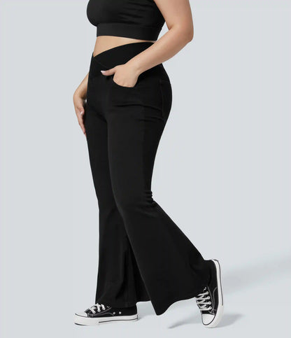 Halara Flex™ High Waisted Crossover Pocket Washed Casual Plus Size Jeans