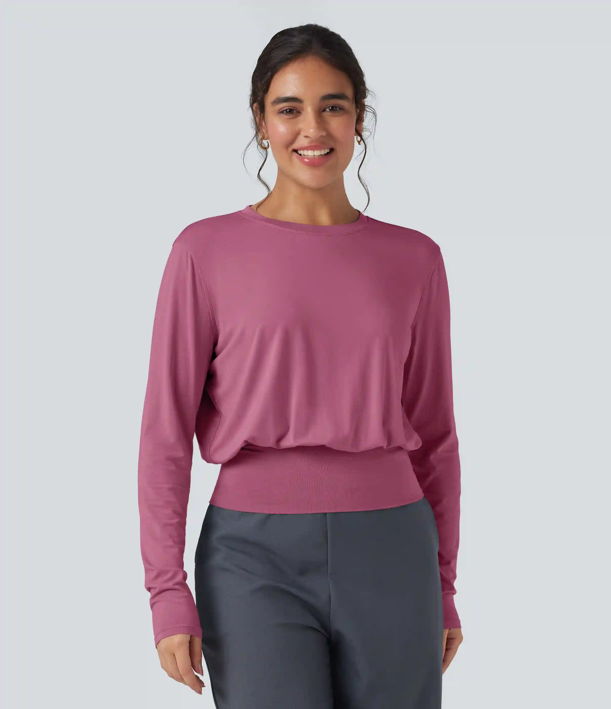 Round Neck Long Sleeve Work Top
