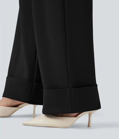 Halara Flex™ High Waisted Rolled Hem Crepe Work Baggy Pants with Pockets