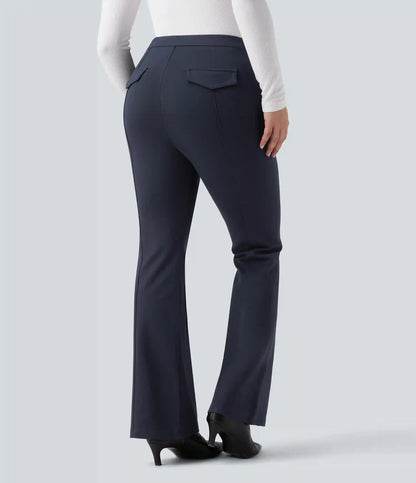 High Waisted Work Flare Pants with Pockets