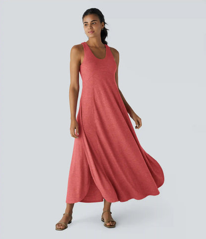 U Neck Flowy Maxi Casual Tank Dress