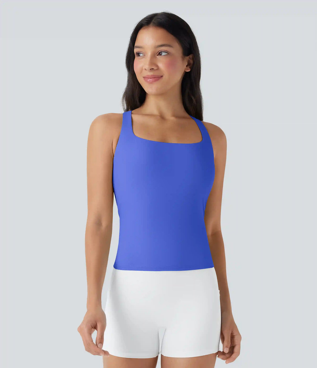 SoftlyZero™ Airy Square Neck Cropped InstantCool Running Tank Top-Longer Length