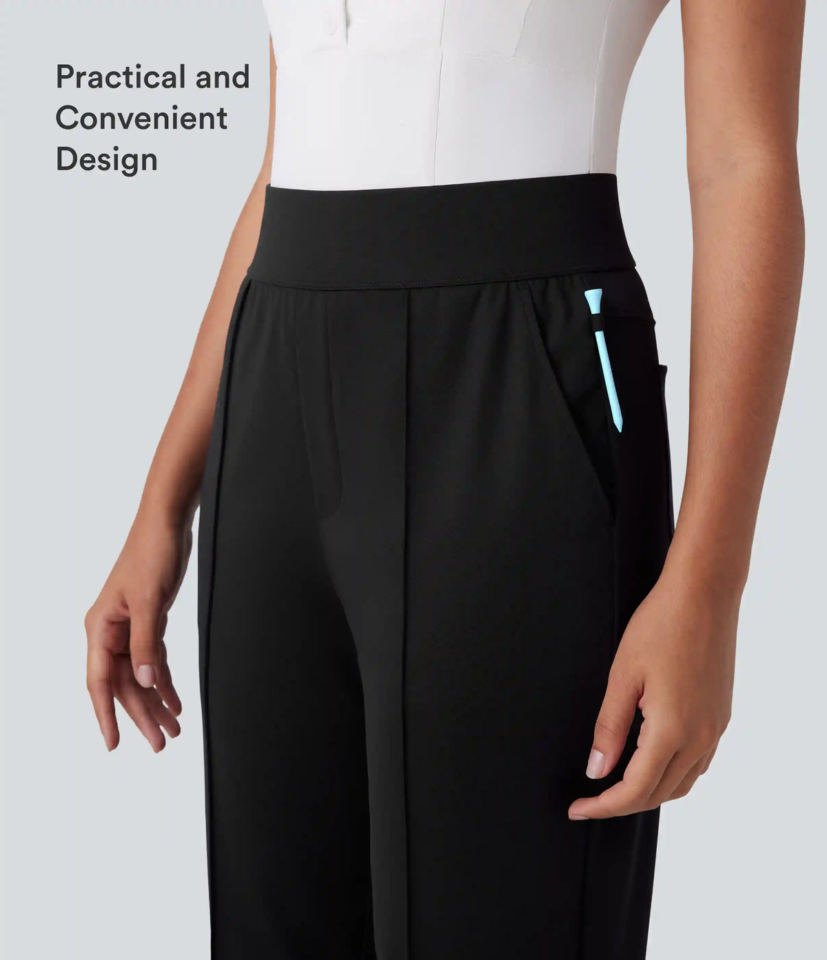 Mid High Waisted Pockets Quick Dry Golf Pants-Golf Tee-UPF40+