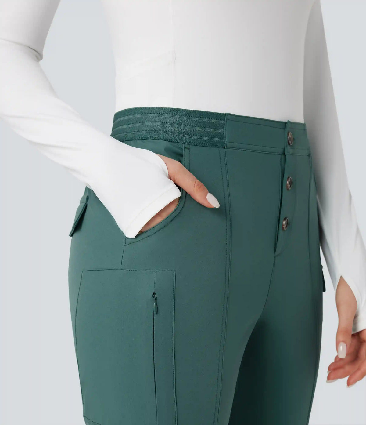 Water Repellent Abrasion-Resistant Low Rise Hiking Bootcut Pants with Pockets