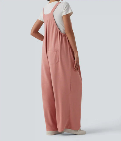 Adjustable Straps Waffle Casual Maternity Overalls with Pockets