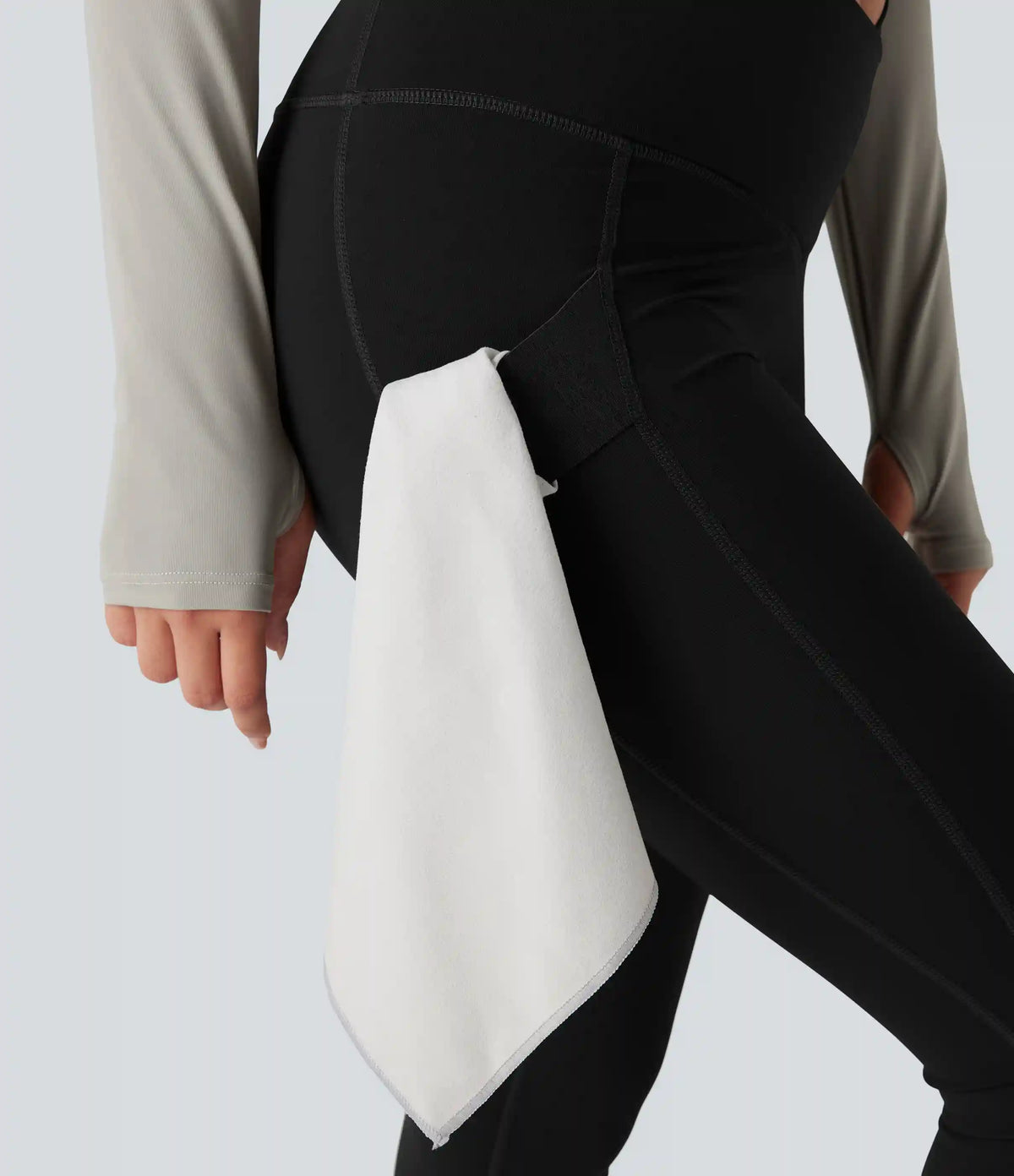Wear-Resistant Reflective Crossover High Waisted Hiking 7/8 Leggings with Pocket