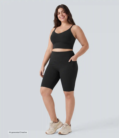 Plus Size Halara UltraSculpt™ High Waisted Scrunch Butt Lifting Tummy Control Shaping Training Biker Shorts 9'' with Pockets