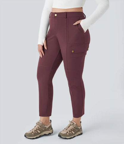 DayStretch High Waisted Zipper Pockets Solid Slim Hiking Plus Size Cargo Pants