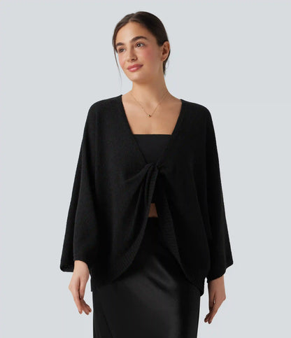 Deep V-neck Batwing Sleeve Relaxed Fit Casual Cardigan