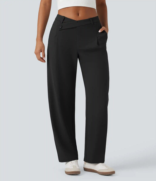 Halara Flex™ DayStretch Asymmetric Mid Rise Barrel Leg Work Pants with Pockets